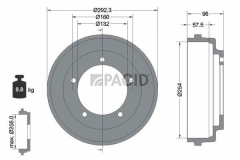 Тормозной барабан для Ford Transit T-12 1991-2000  5отв. (254 mm)